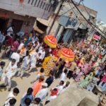 धामनोद में पाटीदार समाज द्वारा पंचकुण्डात्मक श्री विष्णु महायज्ञ की पूर्णाहुति पर निकाली गई गंगाजल कलशयात्रा का भव्य स्वागत